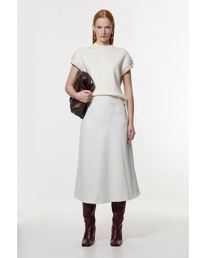 Karen Millen Tailored Textured Full Midi Skirt - White