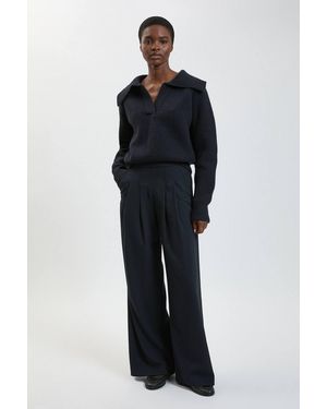 Karen Millen Pinstripe Wide Leg Tailored Trouser - Blue
