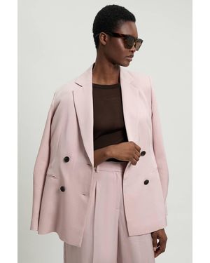 Karen Millen Polished Linen Blend Single Breasted Tailored Blazer - Pink