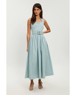 Karen Millen Petite Scoop Neck Jersey Cotton Mix Maxi Dress - Blue