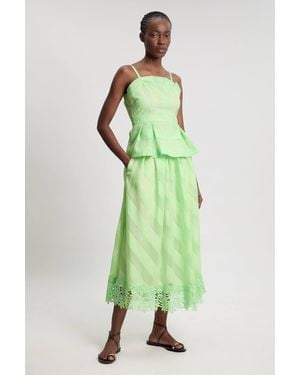 Karen Millen Textured Organza Mix Full Skirt - Green