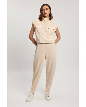 Karen Millen Premium Luxe Barrel Leg Jogger - Natural
