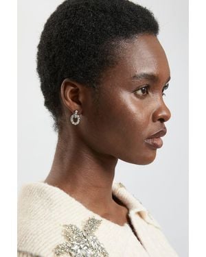 Karen Millen Crystal Chain Link Drop Earrings - Black