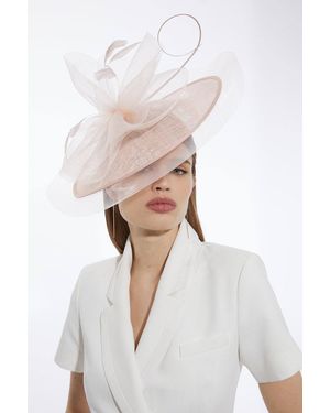 Karen Millen Veiled Feather Detail Fascinator - White