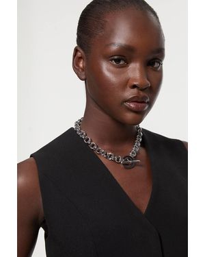 Karen Millen Hand Set European Crystal T-Bar Chain Necklace - Brown