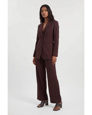 Karen Millen Tencel Blend Tailored Wide Leg Trouser - Purple