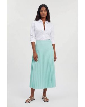 Karen Millen Satin Tux Tailored Pleated Skirt - Blue