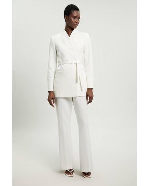 Karen Millen Compact Stretch Tailored Straight Leg Trouser - White