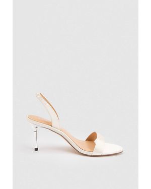 Karen Millen Satin Heeled Sandal - White