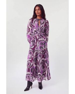 Karen Millen Floral Studded Maxi Dress - Purple