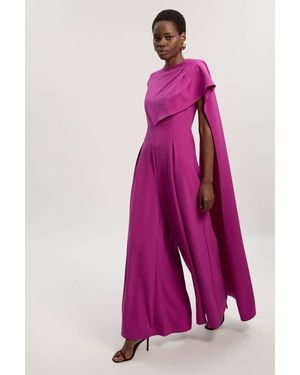 Karen Millen Tall Tailored Drape Cape Wide Leg Jumpsuit - Pink