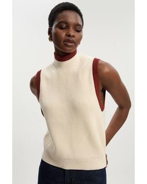 Karen Millen Ribbed Cotton Knitted Tank Top - Natural