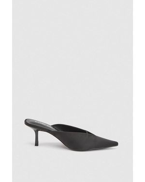 Karen Millen Satin Closed Toe Heeled Mules - White