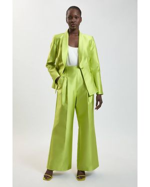 Karen Millen Structured Satin Tailored Trouser - Green