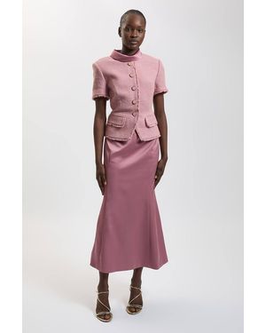 Karen Millen Petite Texture Tweed Maxi Dress - Pink