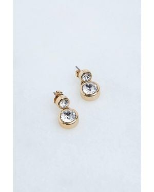 Karen Millen 14Kt Plated Hand Set European Crystal Solitaire Drop Earrings - Blue