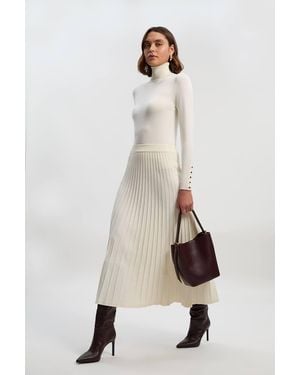 Karen Millen Forever Viscose Blend Roll Neck Knit Jumper - Natural