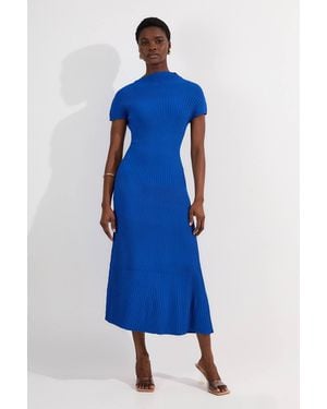 Karen Millen Stitch Detail Knit Midi Dress - Blue