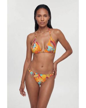 Karen Millen Reversible Photographic Floral Bikini Bottom With Bead Detail - Orange