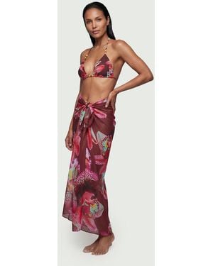 Karen Millen Beach Viscose Georgette Photographic Floral Sarong - Red