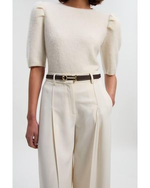 Karen Millen Snaffle Trim Leather Belt - White