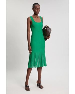 Karen Millen Compact Stretch Square Neck Knitted Flippy Dress - Green