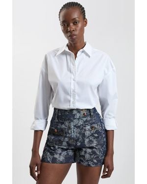 Karen Millen Jacquard Denim Shorts - White