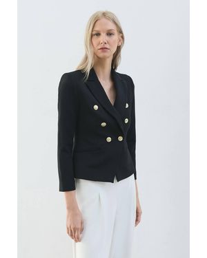 Karen Millen Petite Forever Tailored Button Military Blazer - Black