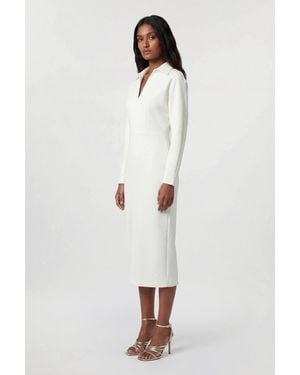 Karen Millen Tailored Collared Long Sleeve Midi Dress - White