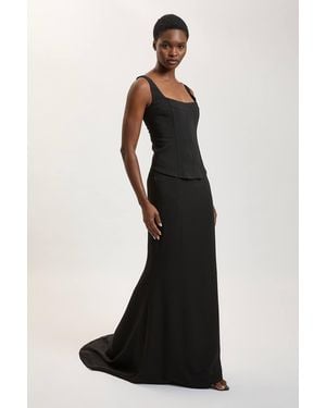Karen Millen Compact Viscose Fishtail Maxi Skirt - Black