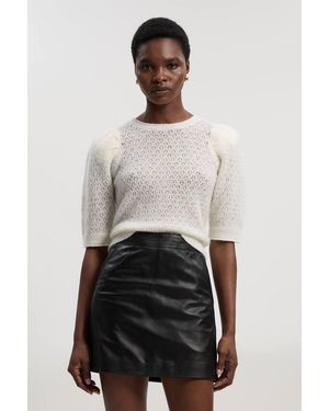 Karen Millen Forever Leather Mini Skirt - White