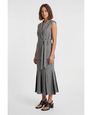 Karen Millen Soft Tailored Check Wrap Detail Sleeveless Blazer - White