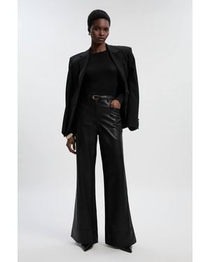 Karen Millen Faux Leather Tailored Kickflare Trouser - Black