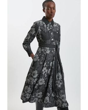 Karen Millen Jacquard Denim Dress - Black