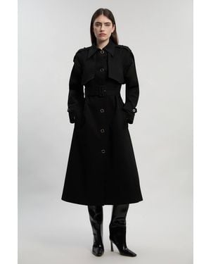 Karen Millen Pleated Back Trench Coat - Black