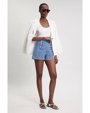 Karen Millen Denim Button Front Shorts - Blue