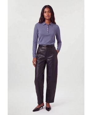 Karen Millen Forever Viscose Blend Knitted Collared Long Sleeve Polo Top - Blue