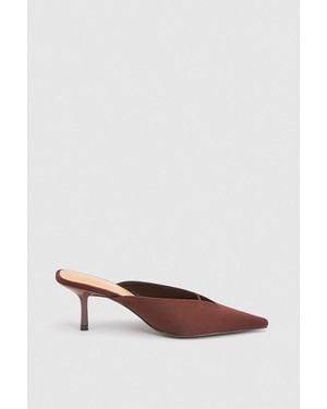 Karen Millen Satin Closed Toe Heeled Mules - Brown