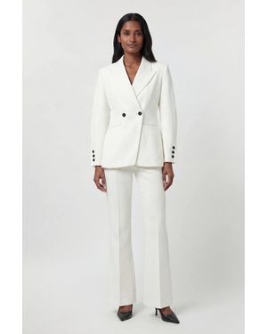 Karen Millen Compact Stretch Sculpted Waist Tailored Blazer - White