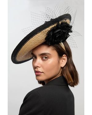 Karen Millen Asymmetric Flower Detail Fascinator - Black