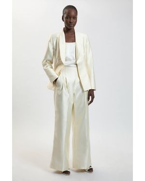 Karen Millen Structured Satin Tailored Trouser - Natural