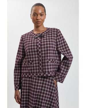 Karen Millen Plus Size Check Trim Contrast Tailored Jacket