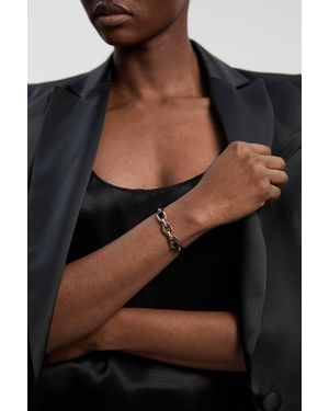 Karen Millen Chain Link Leather Bracelet - Black
