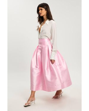 Karen Millen Petite Twill Woven Prom Maxi Skirt - Pink