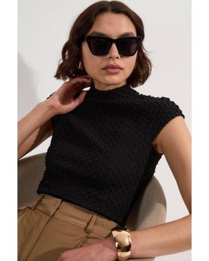 Karen Millen Textured Jersey Top - Black