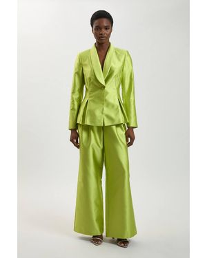 Karen Millen Structured Satin Tailored Trouser - Green