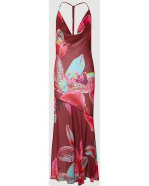 Karen Millen Petite Beach Viscose Georgette Photographic Floral Beach Slip Dress - Red