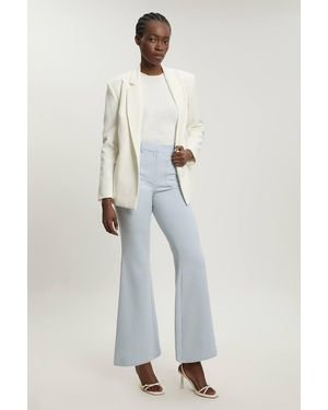 Karen Millen Petite Compact Stretch Pocket Straight Leg Trousers - Blue