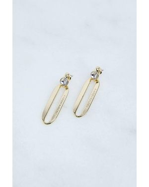 Karen Millen Hand Set European Crystal Ellipse Drop Earrings - Blue