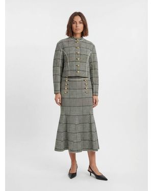 Karen Millen Tailored Check High Neck Jacket - Grey